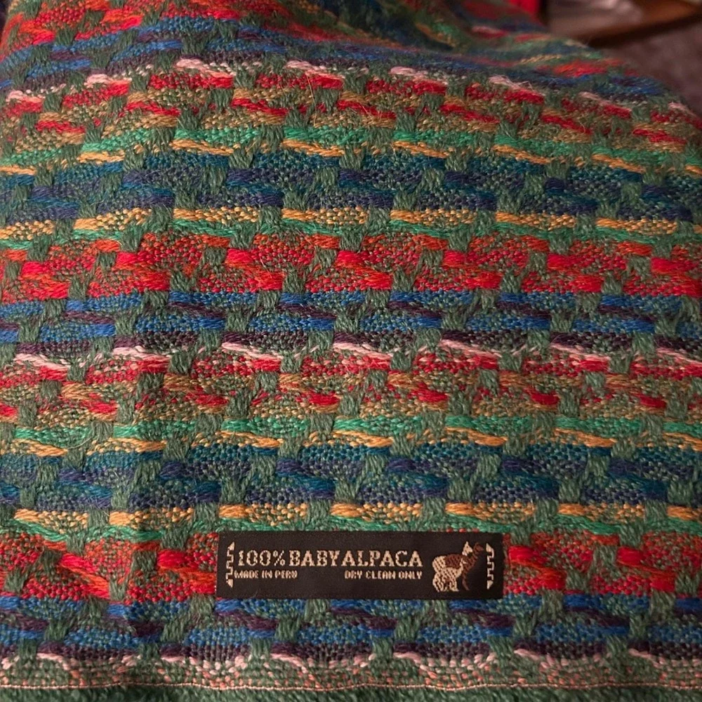 Peruvian Soul Handwoven Baby Alpaca‎ Scarf Lightweight Artisan Spring Summer
